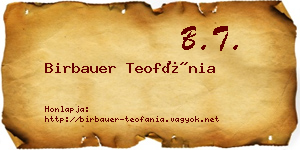 Birbauer Teofánia névjegykártya